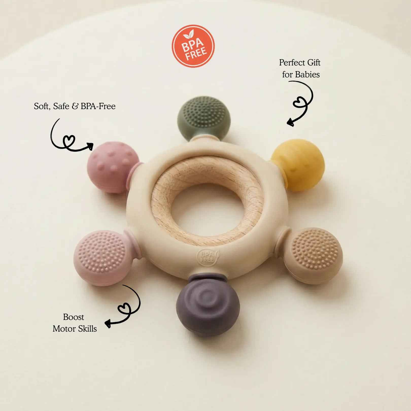 Teether Silicone & Wood (3-12 Months) - TurtleBee