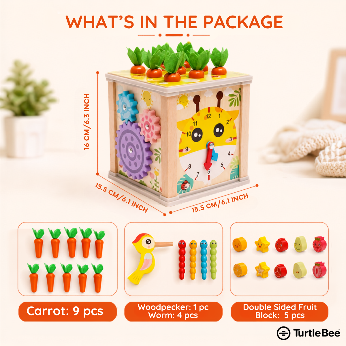 Montessori 6-in-1 Wooden Activity Cube for Babies & Toddlers