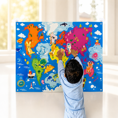 Turtlebee Little Explorer- World Map Board with stickers | Age 2-6 years | Montessori Toys