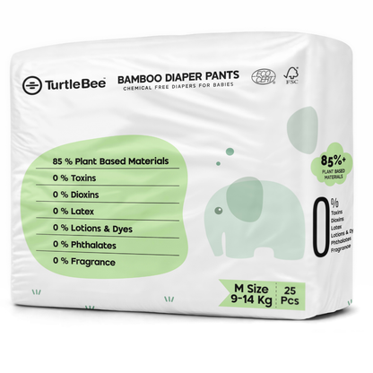 Bamboo Diapers Pants style Medium Size (9-14 kg)  (25 Count )| (Pack of 1)