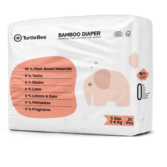 Bamboo Diaper Size small (3-6 kg)  | 25 Count (Pack of 1) - TurtleBee