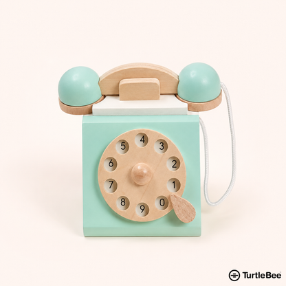 Wooden Style Retro Rotary Telephone Toy for Babies & Kids