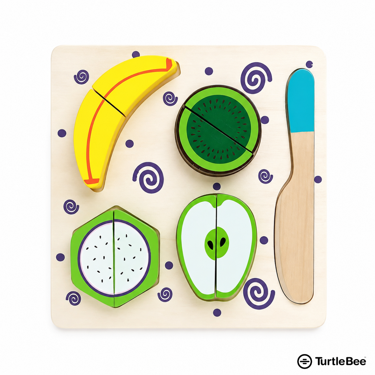 Wooden Fruit Cutting Toy Set for Kids TurtleBee