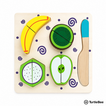 Wooden Fruit Cutting Toy Set for Kids TurtleBee