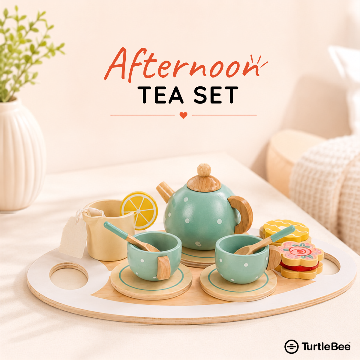 Afternoon Tea Set Wooden Pretend Play Toy for Kids
