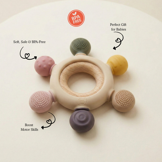 Teether Silicone & Wood (3-12 Months)