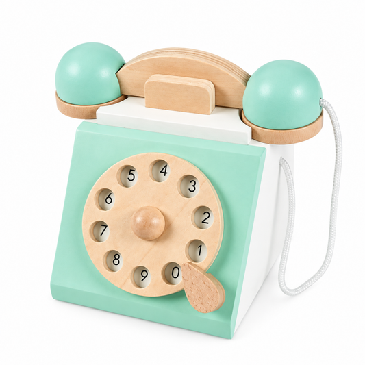 Wooden Style Retro Rotary Telephone Toy TurtleBee
