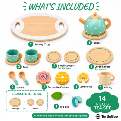 Afternoon Tea Set Wooden Pretend Play Toy TurtleBee