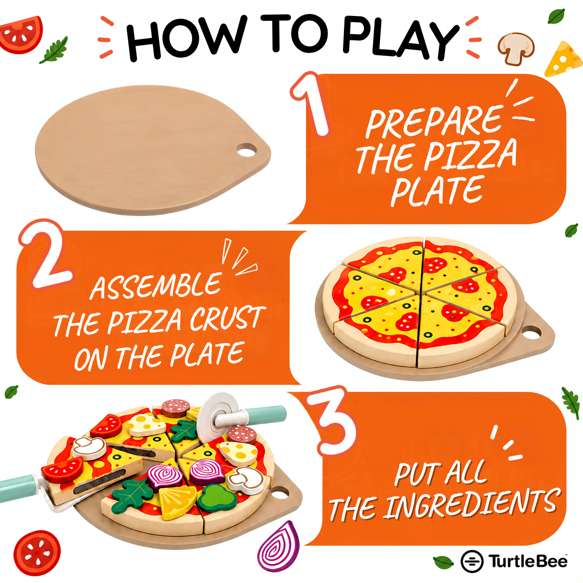 Pizza Chef Junior Wooden Toy TurtleBee