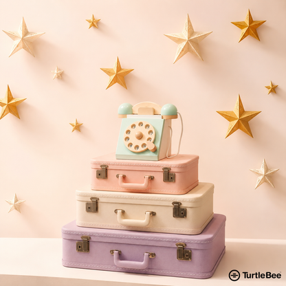 Wooden Style Retro Rotary Telephone Toy for Babies & Kids