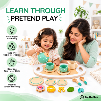 Afternoon Tea Set Wooden Pretend Play Toy TurtleBee