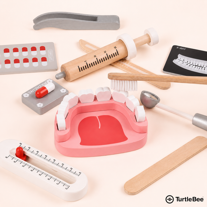 Wooden Dentist Doctor Pretend Play Kit for Kids