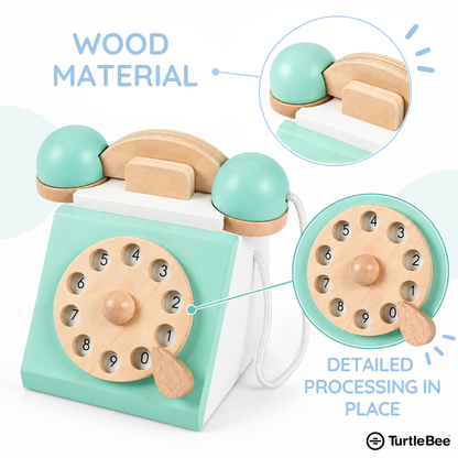 Wooden Style Retro Rotary Telephone Toy TurtleBee