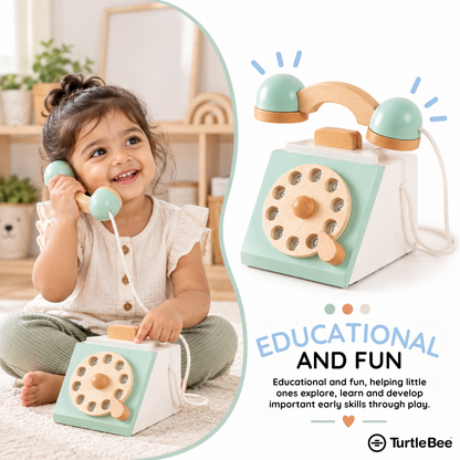 Wooden Style Retro Rotary Telephone Toy TurtleBee
