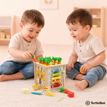 Montessori 6-in-1 Wooden Activity Cube for Babies & Toddlers