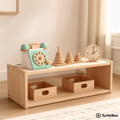 Wooden Style Retro Rotary Telephone Toy for Babies & Kids