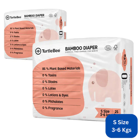 Bamboo Diaper Size small (3-6 kgs) | Pack of 2 - TurtleBee