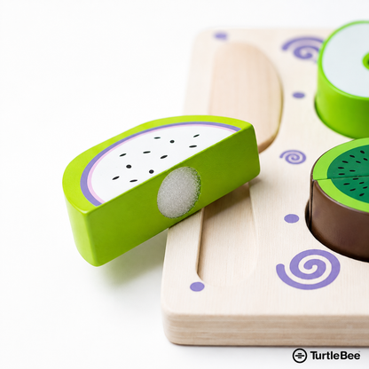 Wooden Fruit Cutting Toy Set for Kids TurtleBee