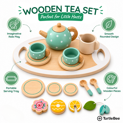Afternoon Tea Set Wooden Pretend Play Toy TurtleBee