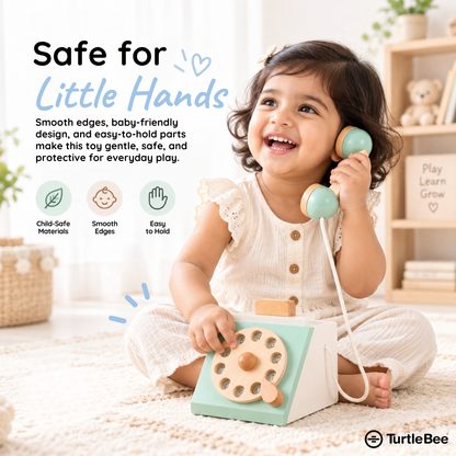 Wooden Style Retro Rotary Telephone Toy TurtleBee