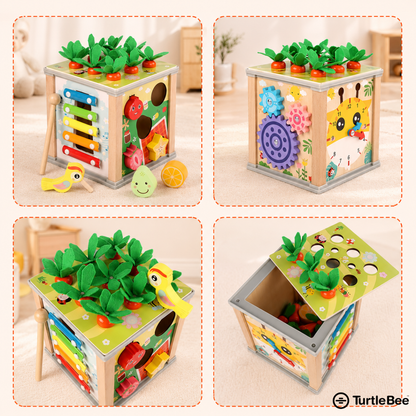 Montessori 6-in-1 Wooden Activity Cube for Babies & Toddlers