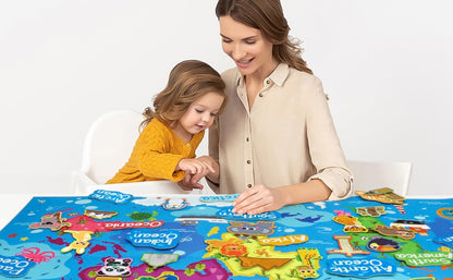 Turtlebee Little Explorer- World Map Board with stickers | Age 2-6 years | Montessori Toys