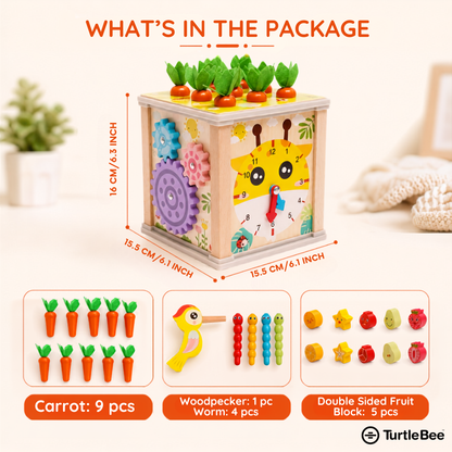 Montessori 6-in-1 Wooden Activity Cube for Babies & Toddlers