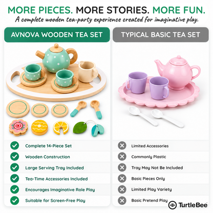 Afternoon Tea Set Wooden Pretend Play Toy TurtleBee