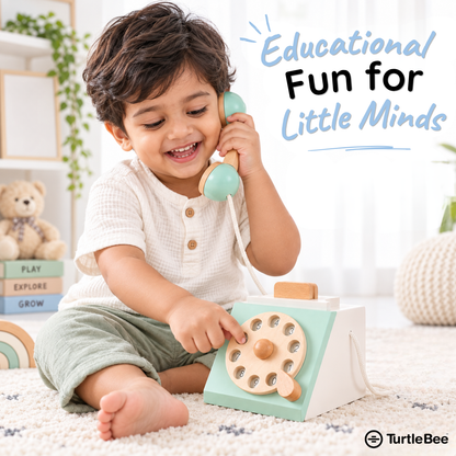 Wooden Style Retro Rotary Telephone Toy TurtleBee