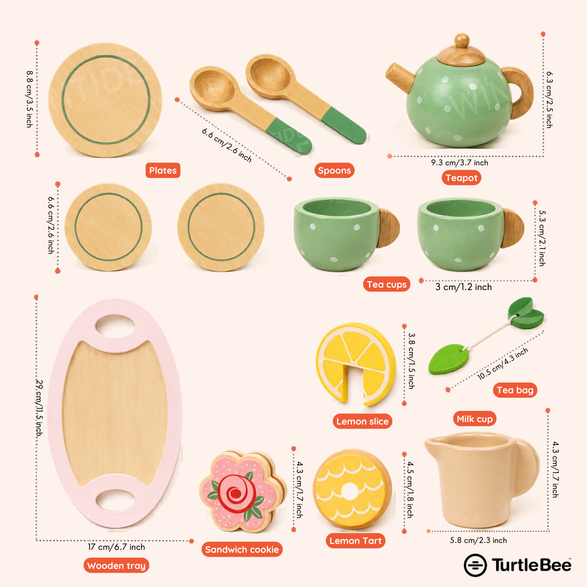 Afternoon Tea Set Wooden Pretend Play Toy for Kids