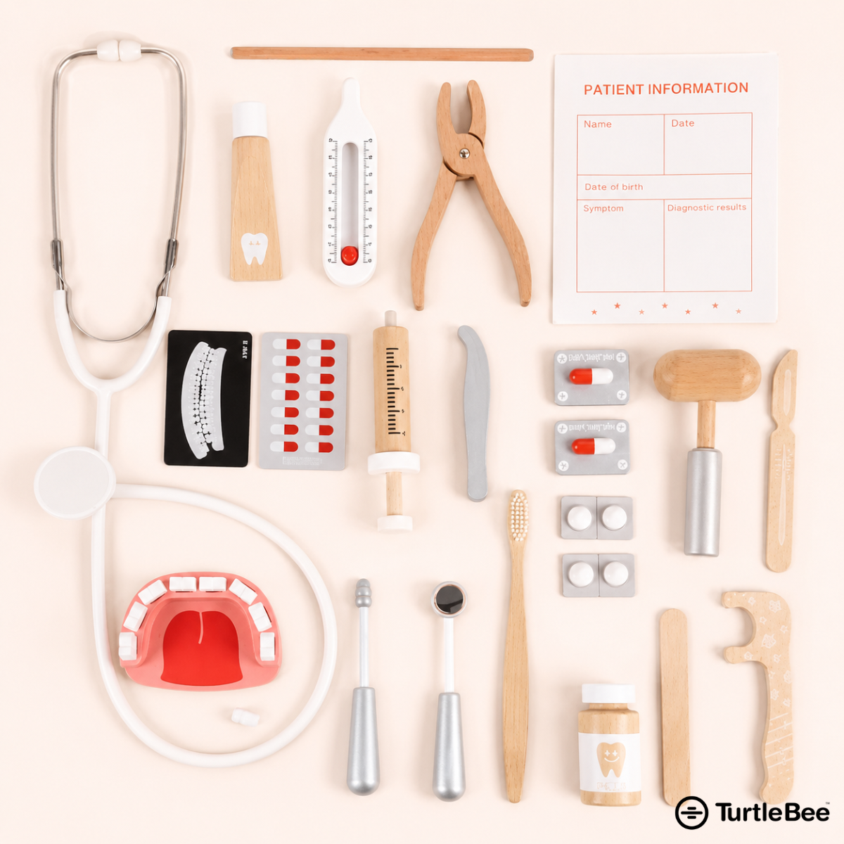 Wooden Dentist Doctor Pretend Play Kit for Kids