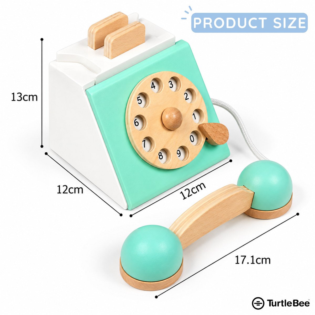 Wooden Style Retro Rotary Telephone Toy TurtleBee