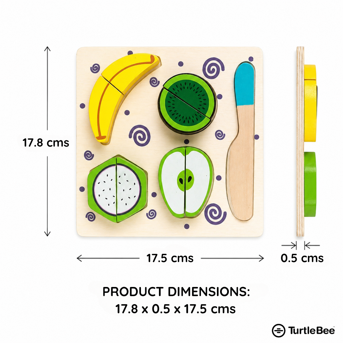 Wooden Fruit Cutting Toy Set for Kids TurtleBee