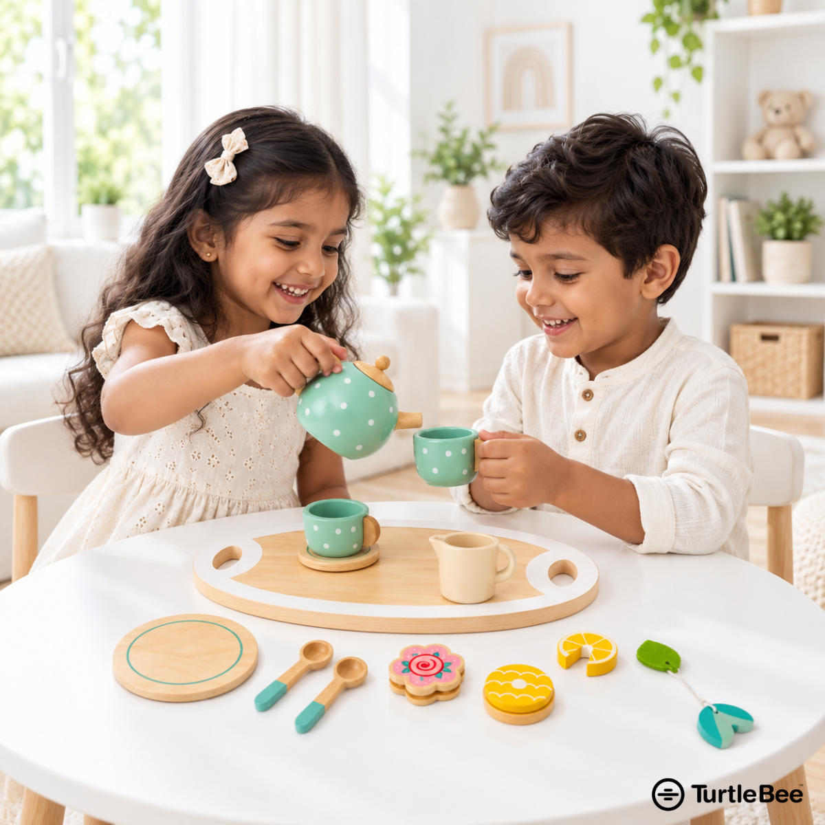 Afternoon Tea Set Wooden Pretend Play Toy TurtleBee