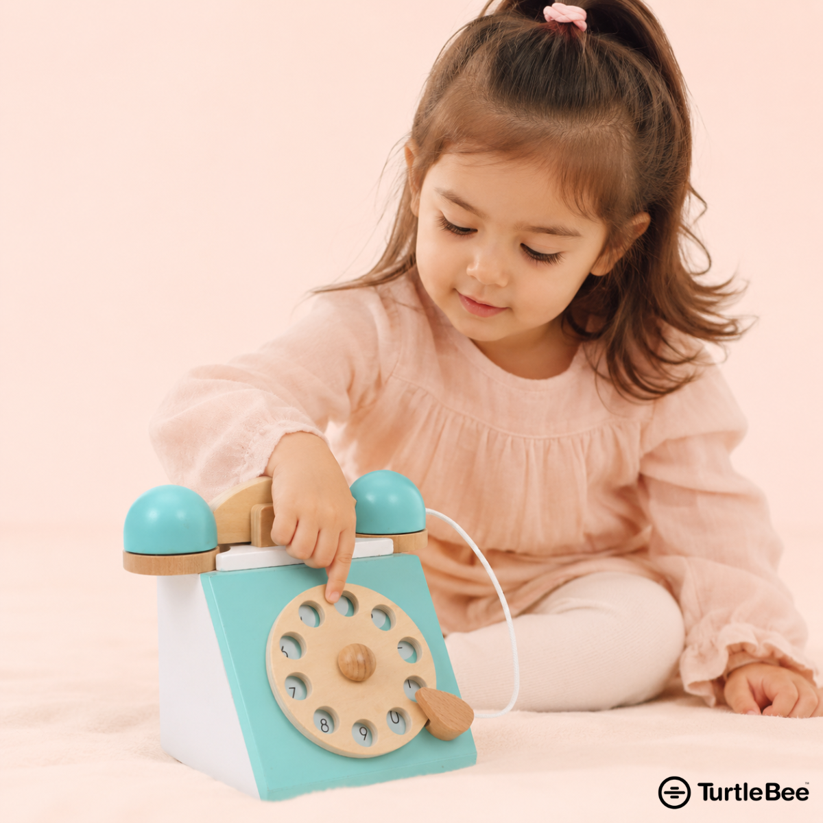 Wooden Style Retro Rotary Telephone Toy for Babies & Kids
