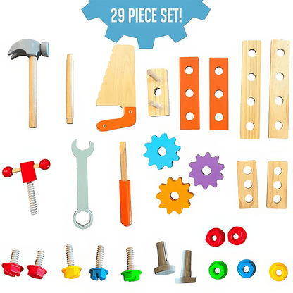 TurtleBee 29-piece pretend play construction tool box set with toy tools for kids, STEM educational toy for toddlers and 4-year-olds