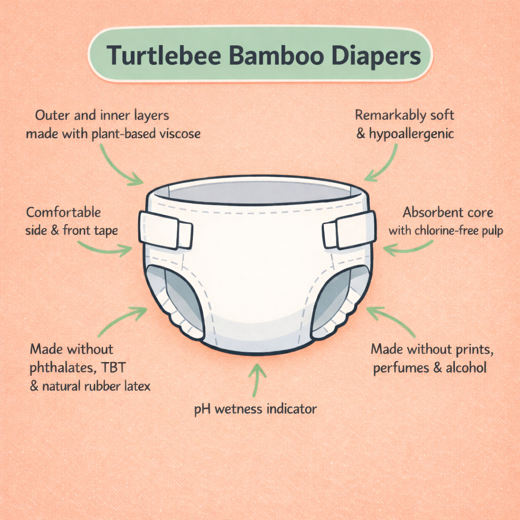 Bamboo Diaper Size small (3-6 kg)  | 25 Count (Pack of 1) TurtleBee