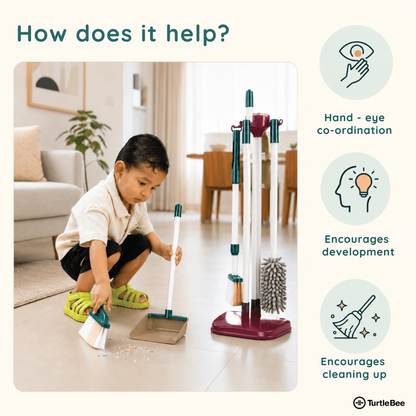 Turtlebee Little Helper | Cleaning Tools Set | Pretend Play | Montessori Toys
