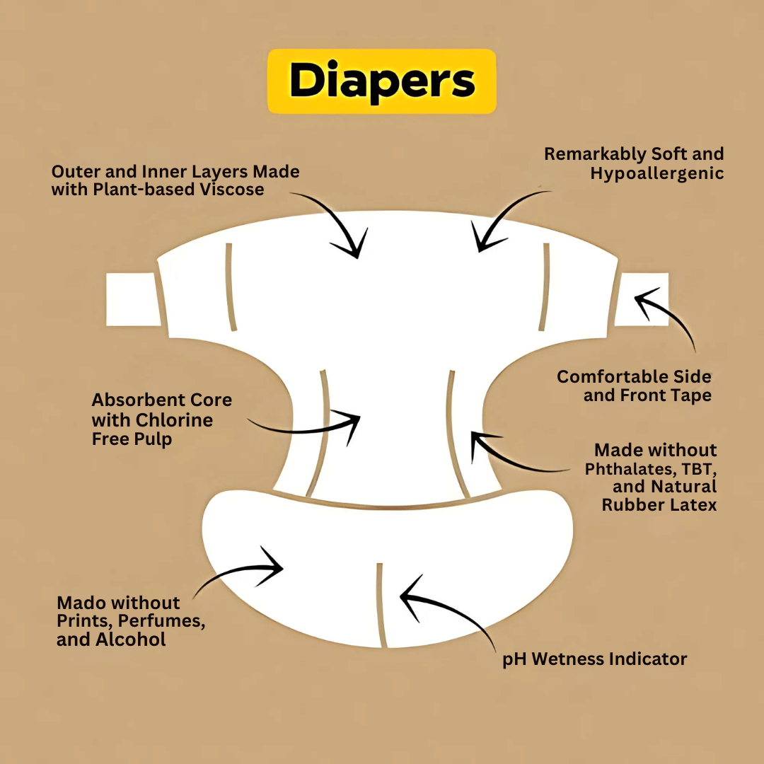 Bamboo Diaper Size small (3-6 kg)  | 25 Count (Pack of 1)