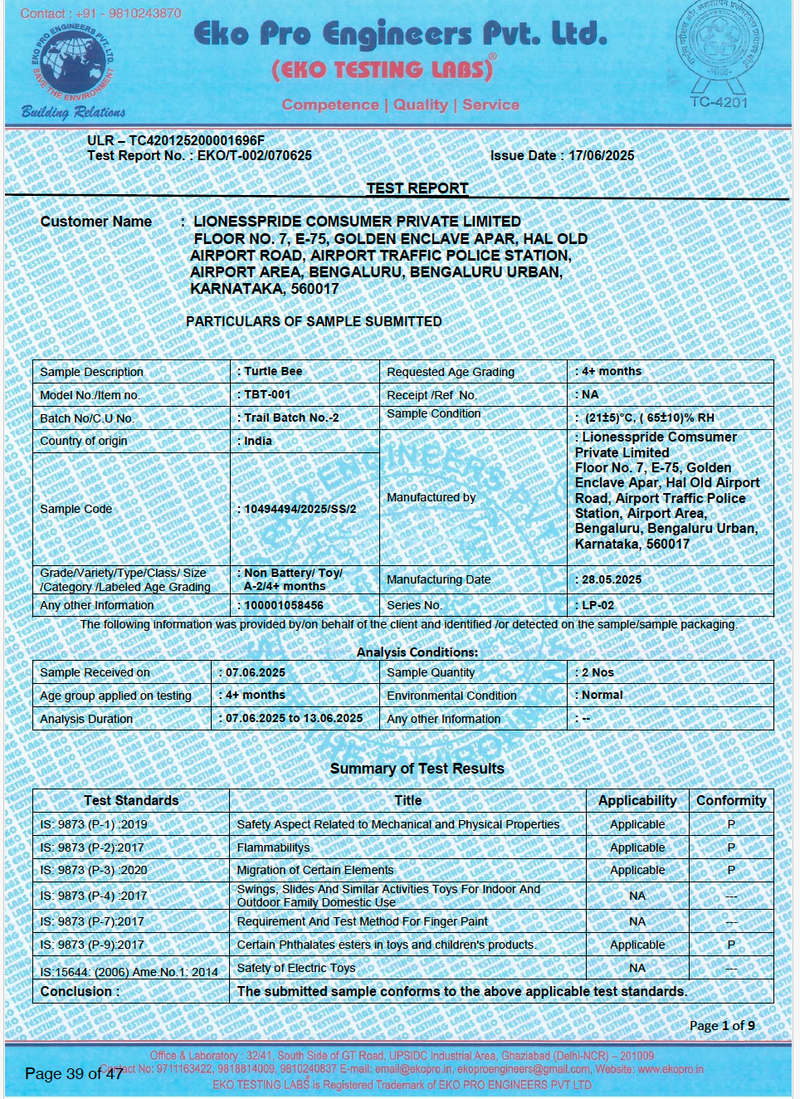 Test report Attached
