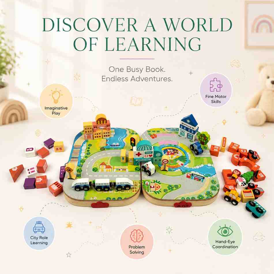 TurtleBee Wooden City Building set for Kids